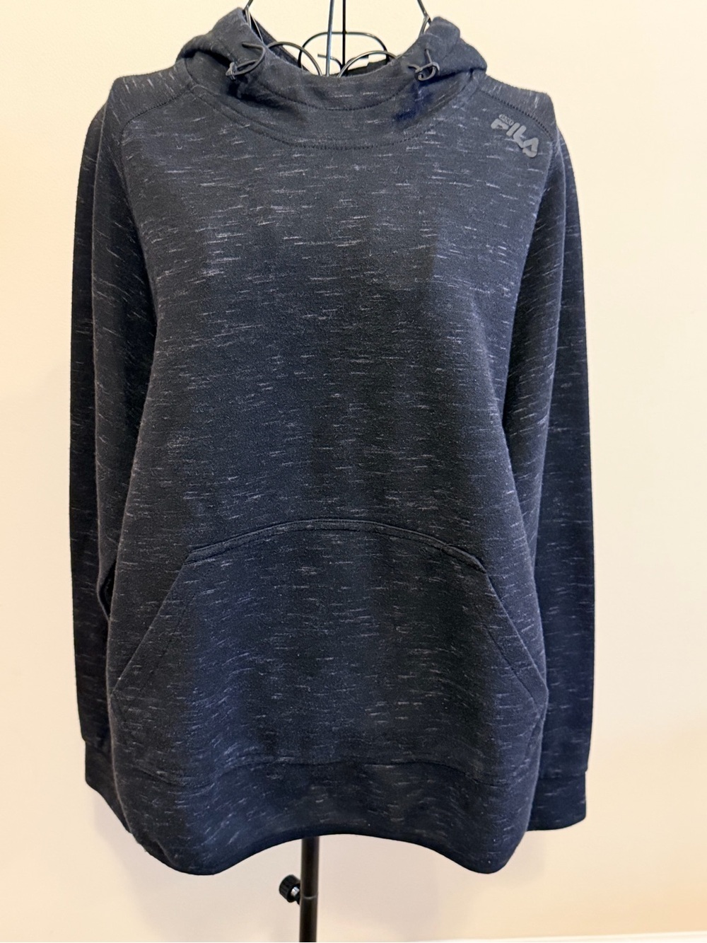 FILA Sport Woman's Gray Heather Pullover Hoodie Logo Pockets Size M